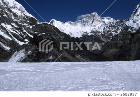Makaru peak (8463m) in the center back from above Merara [Nepal] 2692957