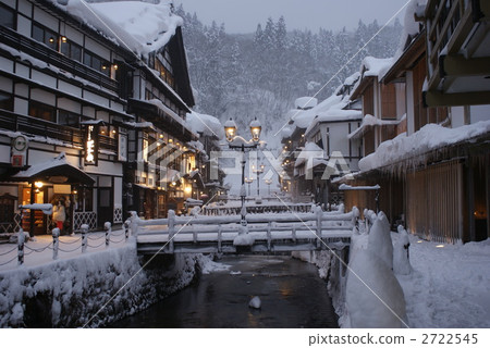 Night view of Ginzan hot spring in winter 2722545