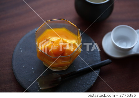 mango pudding, glass dish, snack 2776386