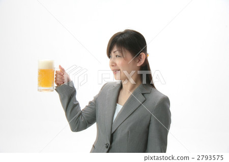 Business woman drinking beer with mug 2793575