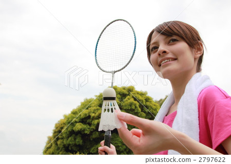One female (sports training exercise badminton racket) 2797622