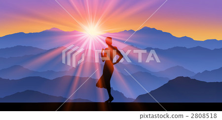 山和女性剪影 2808518