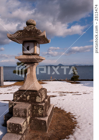 Omi Hakkei Karasaki夜雨Karasaki神社（Mikamiyama遠景） 2813474