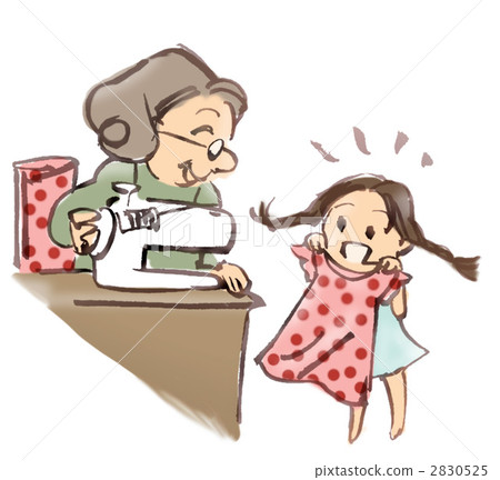 Grandma grandson sewing machine handicraft warm water illustration watercolor Grandma grandson sewing machine handicraft warm water illustration watercolor 2830525