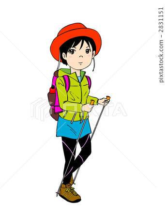 Women's camp / mountain girl mountain climbing illustration Women's camp / mountain girl mountain climbing illustration 2831151