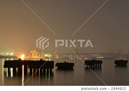 night view of factories, kita-kyushu factory area, night scape 2844822