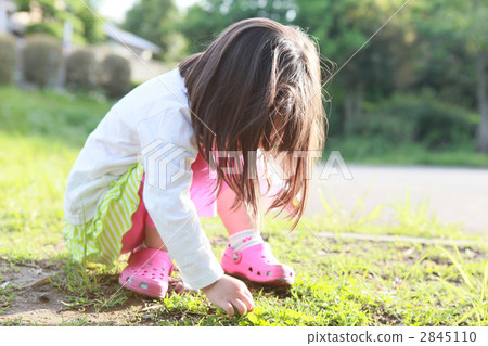 一個3歲的女孩拉草 2845110