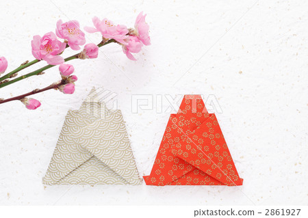 Hina娃娃和花桃子在Chiyogami折疊 2861927