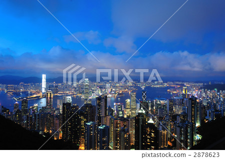 Hong Kong night view and blue sky from Victoria Peak 2878623