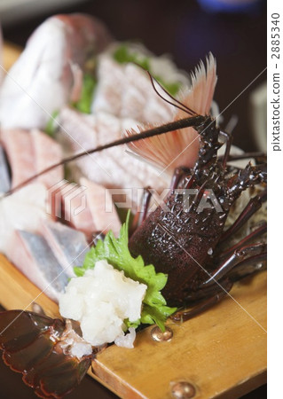 served on a boat-like plate, sashimi, japanese amberjack 2885340