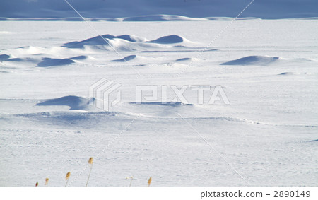 Frozen lake surface and snow of Shinshu Gododate Lake Frozen lake surface and snow of Shinshu Gododate Lake 2890149
