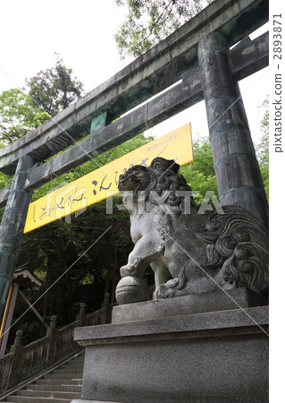 Kompira-san Shrine Approach. Sakurababa Nishi. Copper Torii and Guardian Dog 2893871
