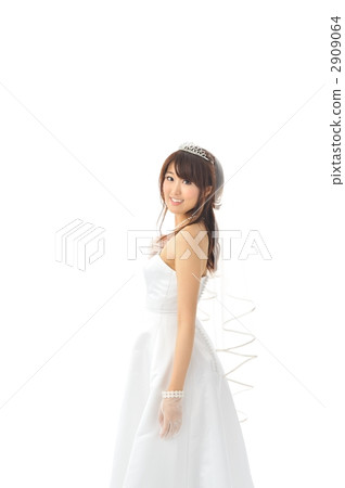 一件白色白色婚禮禮服的一名婦女 一件白色白色婚禮禮服的一名婦女 2909064