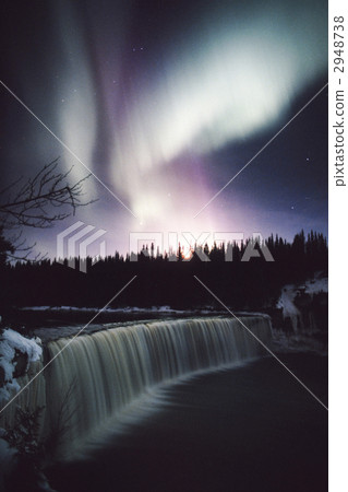 Aurora flying above the Lady Evarin waterfall Aurora flying above the Lady Evarin waterfall 2948738