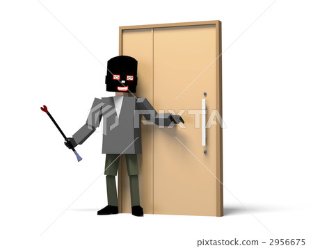 A thief breaking the front door A thief breaking the front door 2956675