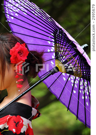 japanese umbrella, one person, yukata 2995679