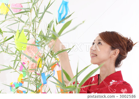 Tanabata decoration and women 3002586