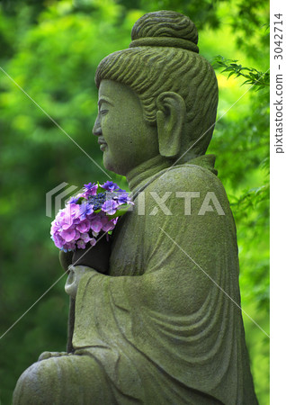 Hydrangea and stone Buddha Hydrangea and stone Buddha 3042714