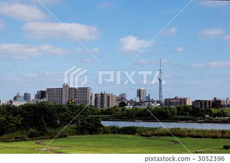 From Tokyo's Sky Tree and residential area from Arawa River's river From Tokyo's Sky Tree and residential area from Arawa River's river 3052396