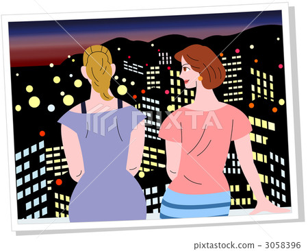 Two people snapping at night view 3058396
