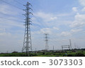 High pressure tower and rural landscape 3073303