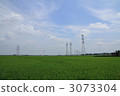 High pressure tower and rural landscape 3073304