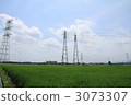 High pressure tower and rural landscape 3073307