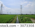 High pressure tower and rural landscape 3073308