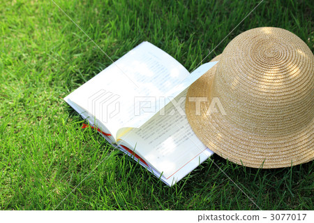 書籍和草帽和草坪 3077017