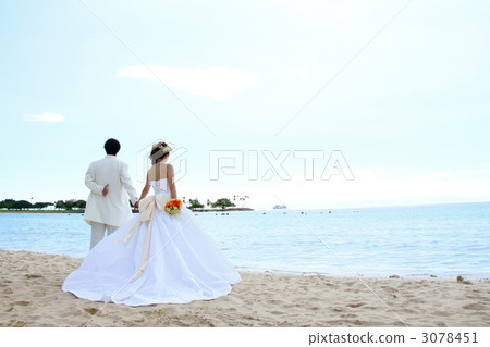 在一個沙灘的婚禮在夏威夷 3078451