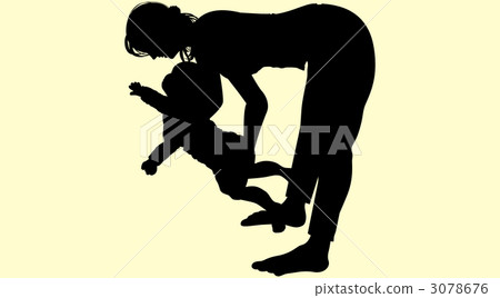 Parent-child silhouette 1 _ yellow back 3078676