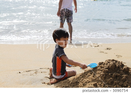 sea bathing, play, kindergartener 3090754