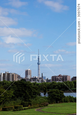 From Tokyo's Sky Tree and residential area from Arawa River's river From Tokyo's Sky Tree and residential area from Arawa River's river 3097074