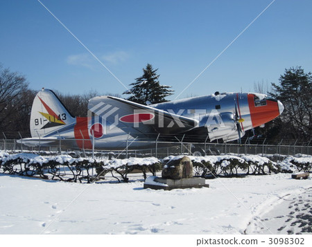 Snowscapes of airport park exhibition planes 3098302