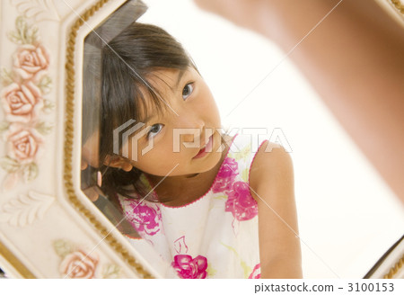 A girl looking at a mirror A girl looking at a mirror 3100153