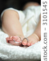 Wedding ring and baby feet 3101545