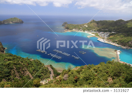 Scenery from the top of Asahiyama mountain in Ogasawara Islands, Chichijima, Futami Port Omura area 3131927