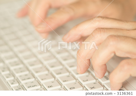 White in keyboard and female fingers 3136361