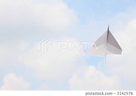 Blue sky back paper airplane 3142576