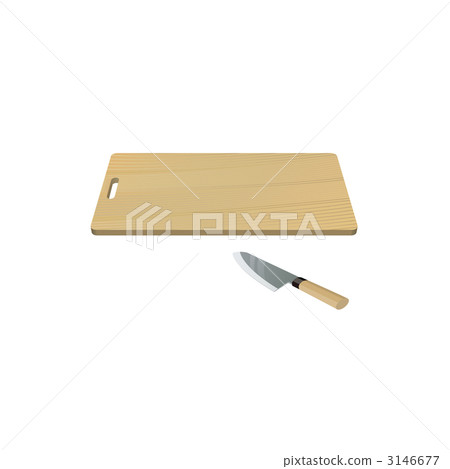 Illustration of chopping board and kitchen knife Illustration of chopping board and kitchen knife 3146677