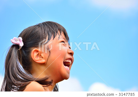 一個高高興興地笑著藍天的女孩 一個高高興興地笑著藍天的女孩 3147785