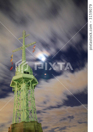 Kobe Harbor Old Signal Office (Lighthouse) / Moonlight / Night View 3159079