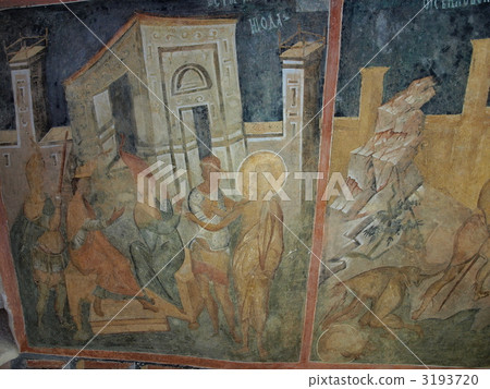 "Fresco painting" of the world heritage "Ivanovo rocky church group" (Bulgaria) "Fresco painting" of the world heritage "Ivanovo rocky church group" (Bulgaria) 3193720