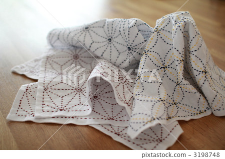 Colorful sashiko cloth with Shippo Tsunagi and hemp leaf pattern 3198748