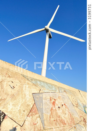 Illustration depicted on windmill and levee of wind power Illustration depicted on windmill and levee of wind power 3199731