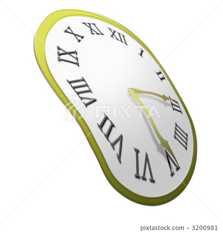 Warped clock gold edge white background CG Warped clock gold edge white background CG 3200981