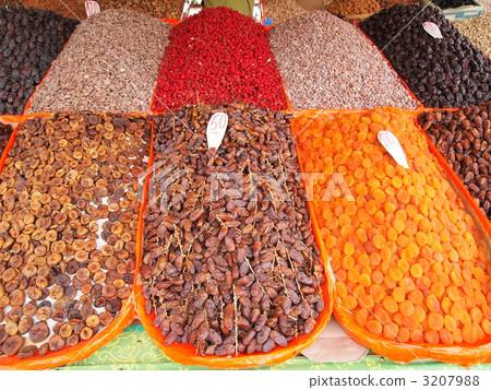 Marrakech: Dried fruits of stalls at Funa Square Marrakech: Dried fruits of stalls at Funa Square 3207988