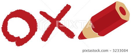 Circle and cross mark and red pencil Circle and cross mark and red pencil 3233084