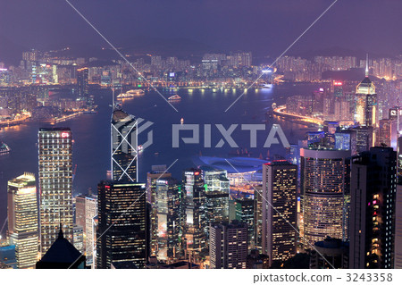 黃昏/日落/太平山/香港島/香港後立即 3243358