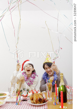 heterosexual couple, partying, christmas party 3289647